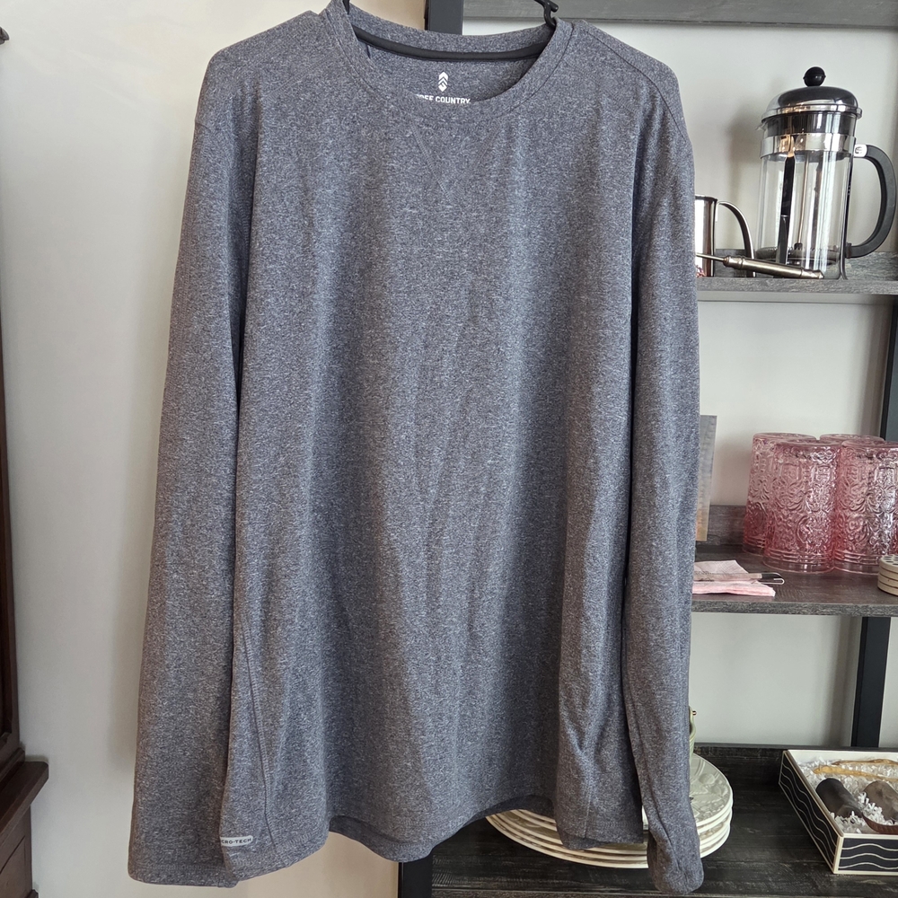 Free Country XL Men's Gray Long Sleeve Shirt Cozy Warm Soft